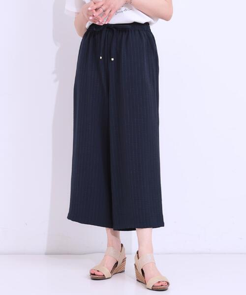 DRESKIP（ドレスキップ）の「【着丈選べる/ひんやり】ストライプ見えイージーワイドパンツ（その他パンツ・レディース・ネイビー/ベージュ/ブラック/オレンジ・40/38/42/36/01/02/03/04）」の12枚目の写真