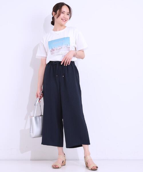 DRESKIP（ドレスキップ）の「【着丈選べる/ひんやり】ストライプ見えイージーワイドパンツ（その他パンツ・レディース・ネイビー/ベージュ/ブラック/オレンジ・40/38/42/36/01/02/03/04）」の14枚目の写真