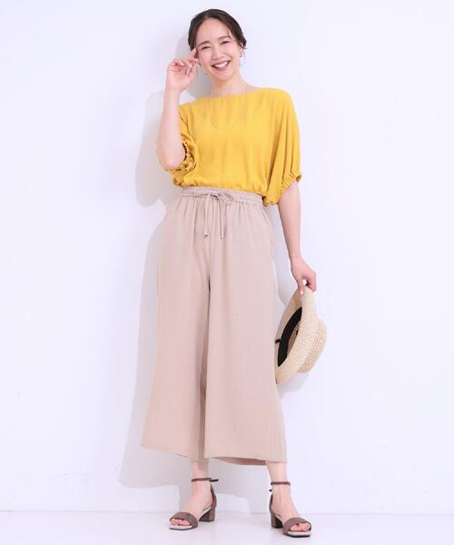 DRESKIP（ドレスキップ）の「【着丈選べる/ひんやり】ストライプ見えイージーワイドパンツ（その他パンツ・レディース・ネイビー/ベージュ/ブラック/オレンジ・40/38/42/36/01/02/03/04）」の21枚目の写真