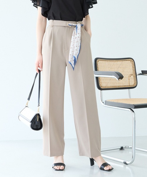 Andemiu（アンデミュウ）の「スカーフベルトツキワイドパンツ494248（スラックス・レディース・ダークグリーン/ブラック/ダークベージュ・SMALL/MEDIUM）」の3枚目の写真