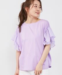 le.coeur blanc | 《手洗い可能》コットンシルケットコンビカットプルオーバー(Tシャツ/カットソー)
