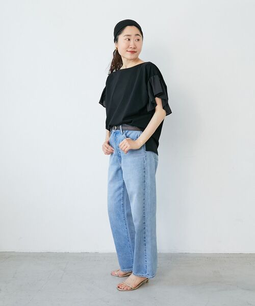 le.coeur blanc(ルクールブラン)の「《手洗い可能》コットンシルケットコンビカットプルオーバー(Tシャツ/カットソー・レディース・オフホワイト/モカ/ラベンダー/ブラック・38)」の14枚目の写真