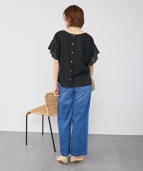 le.coeur blanc(ルクールブラン)の「《手洗い可能》コットンシルケットコンビカットプルオーバー(Tシャツ/カットソー・レディース・オフホワイト/モカ/ラベンダー/ブラック・38)」の18枚目の写真