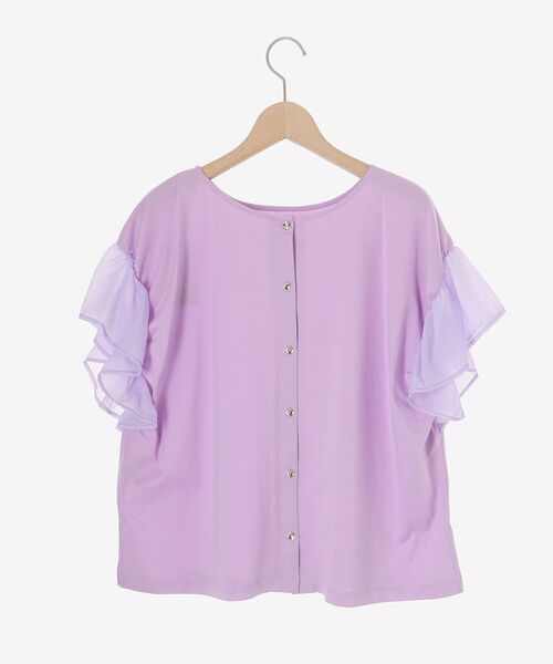 le.coeur blanc(ルクールブラン)の「《手洗い可能》コットンシルケットコンビカットプルオーバー(Tシャツ/カットソー・レディース・オフホワイト/モカ/ラベンダー/ブラック・38)」の5枚目の写真