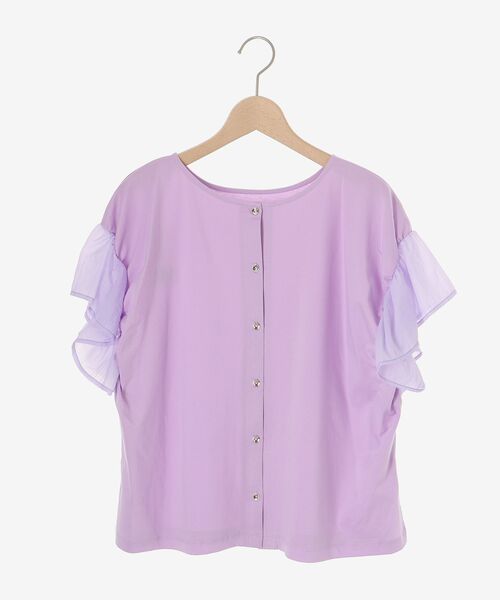 le.coeur blanc(ルクールブラン)の「《手洗い可能》コットンシルケットコンビカットプルオーバー(Tシャツ/カットソー・レディース・オフホワイト/モカ/ラベンダー/ブラック・38)」の12枚目の写真