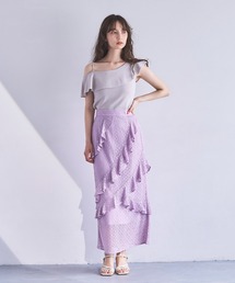 パープル フリル付きロングスカート セール】 ローンフリルスカート （ロング・マキシ丈スカート