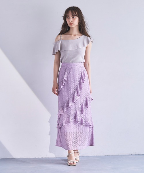 DVF フリル付きマルチカラースカート 21色展開 】チュールフリルボリュームスカート《 NEWカラー3色