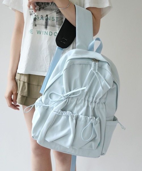 Port（ポート）の「【 Port / ポート 】 ドロスト リボン ギャザー リュック #（バックパック/リュック・レディース・ブラック/ピンク/ブルー/ホワイト/ホワイト系その他・FREE）」の4枚目の写真