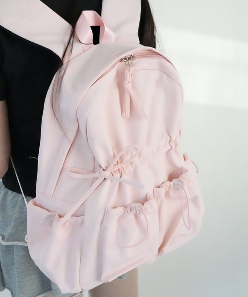 Port（ポート）の「【 Port / ポート 】 ドロスト リボン ギャザー リュック #（バックパック/リュック・レディース・ブラック/ピンク/ブルー/ホワイト/ホワイト系その他・FREE）」の6枚目の写真