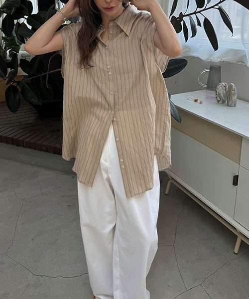 WILLFULLY（ウィルフリー）の「removable sleeve stripe SH（シャツ 
