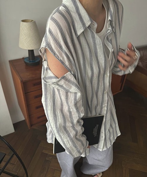 セール】removable sleeve stripe SH（シャツ/ブラウス