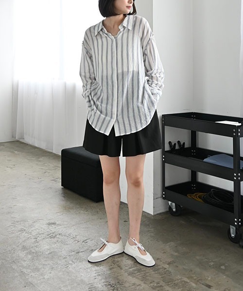 セール】removable sleeve stripe SH（シャツ/ブラウス