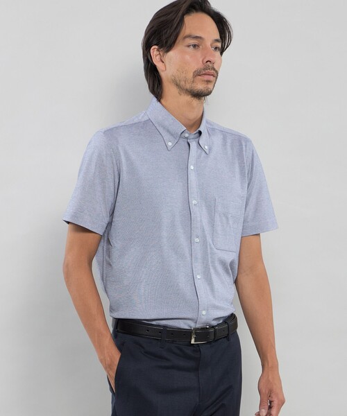 MACKINTOSH LONDON（マッキントッシュ ロンドン）の「【FLEX JERSEY】交編鹿の子ジャージー半袖シャツ（シャツ/ブラウス・メンズ・グレー/ブルー系その他7・S/M/XL/L）」の2枚目の写真