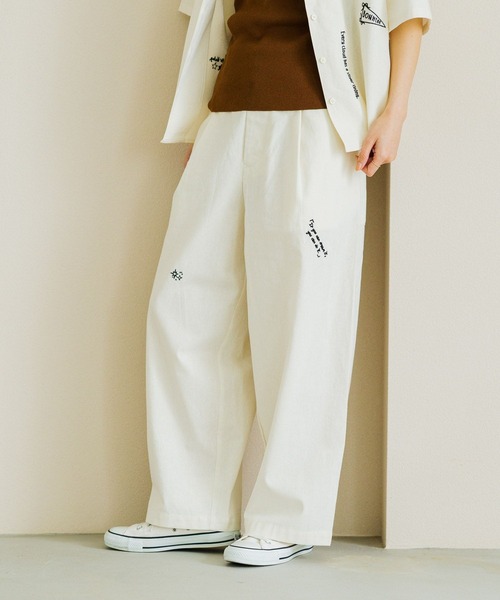 セール】コットンタック刺繍ワイドパンツ（その他パンツ