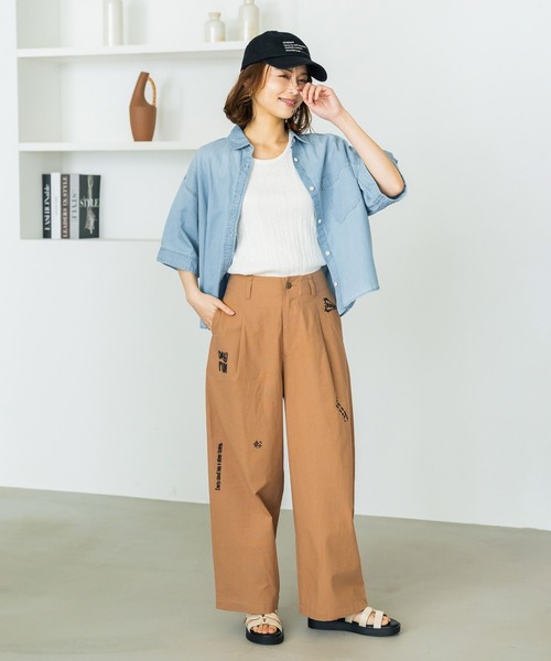 セール】コットンタック刺繍ワイドパンツ（その他パンツ