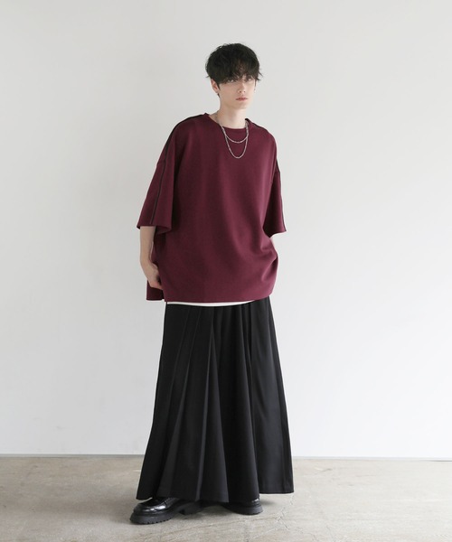 LILL（リル）の「ハイウエストワイドドレーププリーツ袴スラックス（スラックス・メンズ・ブラック/グレー・M/S/XL/L）」の8枚目の写真