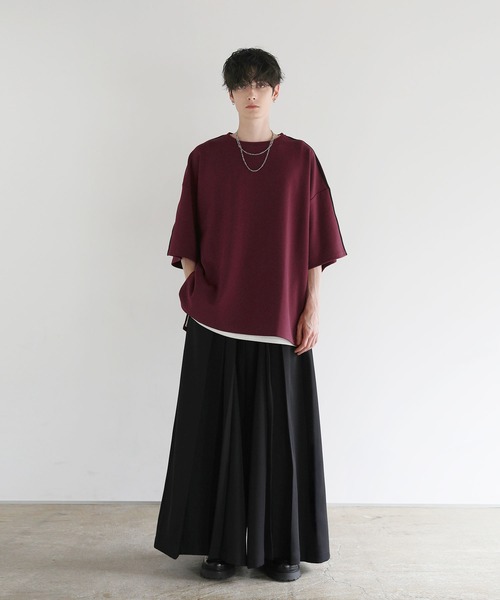 LILL（リル）の「ハイウエストワイドドレーププリーツ袴スラックス（スラックス・メンズ・ブラック/グレー・M/S/XL/L）」の9枚目の写真