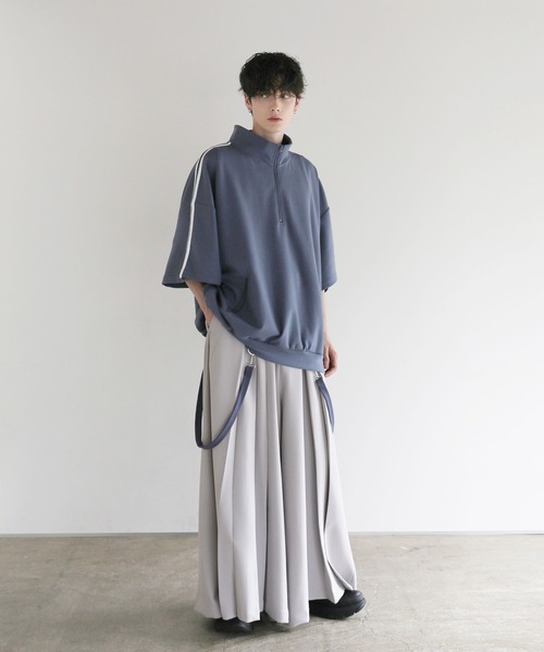 セール】ハイウエストワイドドレーププリーツ袴スラックス（スラックス