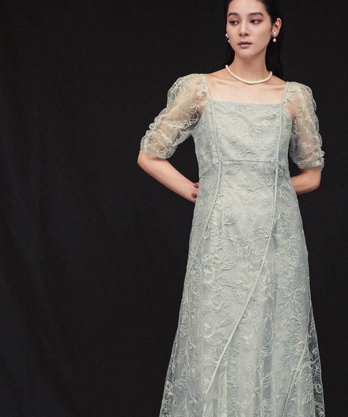 girl（ガール）の「フラワーウェーブ パイピング エンブロイダリー ドレス 結婚式 ワンピース パーティードレス オケージョンドレス お呼ばれ 二次会 成人式 同窓会 謝恩会（ドレス・レディース・ブラック/ブラウン/ミント/イエロー/ブラック系・S/M/L）」の18枚目の写真