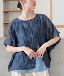 レイヤード風異素材ドッキングカットソー