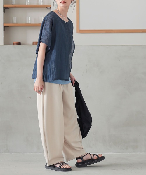 n'OrLABEL（ノアールレーベル）の「『レイヤード風異素材ドッキングカットソー』（Tシャツ/カットソー・レディース・チャコール/ライトグリーン/ネイビー・1/2）」の10枚目の写真