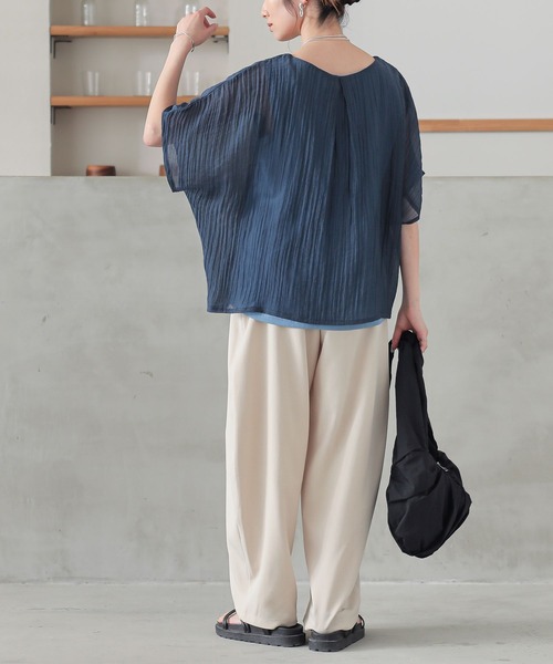 n'OrLABEL（ノアールレーベル）の「『レイヤード風異素材ドッキングカットソー』（Tシャツ/カットソー・レディース・チャコール/ライトグリーン/ネイビー・1/2）」の11枚目の写真