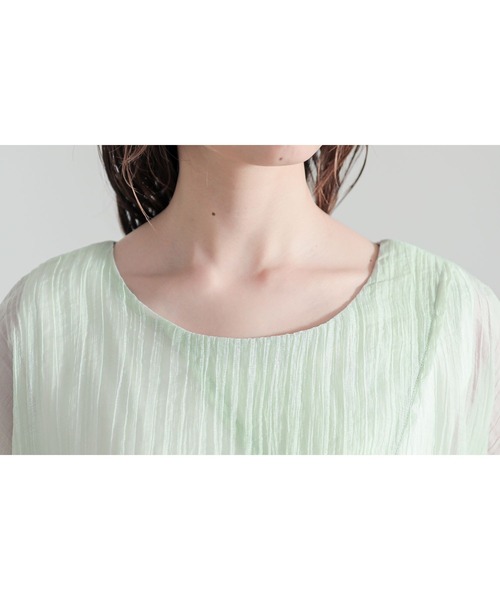 n'OrLABEL（ノアールレーベル）の「『レイヤード風異素材ドッキングカットソー』（Tシャツ/カットソー・レディース・チャコール/ライトグリーン/ネイビー・1/2）」の19枚目の写真