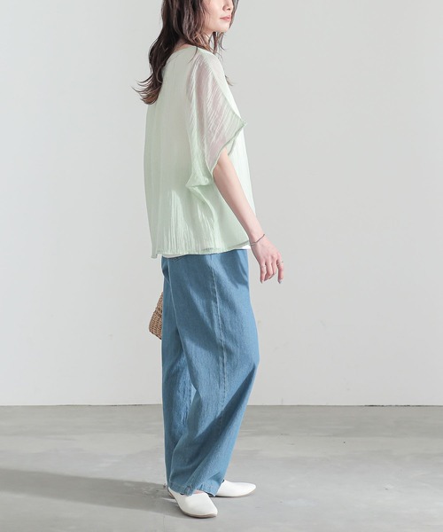 n'OrLABEL（ノアールレーベル）の「『レイヤード風異素材ドッキングカットソー』（Tシャツ/カットソー・レディース・チャコール/ライトグリーン/ネイビー・1/2）」の17枚目の写真