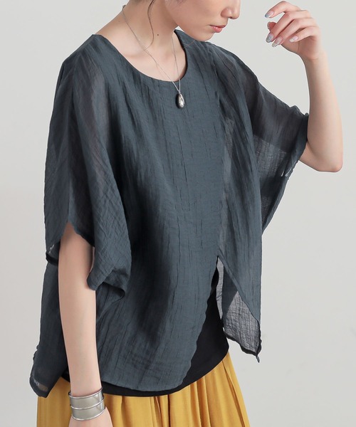 n'OrLABEL（ノアールレーベル）の「『レイヤード風異素材ドッキングカットソー』（Tシャツ/カットソー・レディース・チャコール/ライトグリーン/ネイビー・1/2）」の22枚目の写真