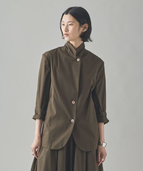 Curensology（カレンソロジー）の「Curensology(カレンソロジー)/コットンシャツジャケット（テーラードジャケット・レディース・カーキ/ブラック・FREE）」の7枚目の写真