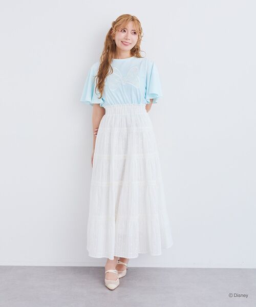 ミニー ／ フレアスリーブレースリボンTシャツ Disney tシャツ ミニー / フレアスリーブレースリボンTシャツ