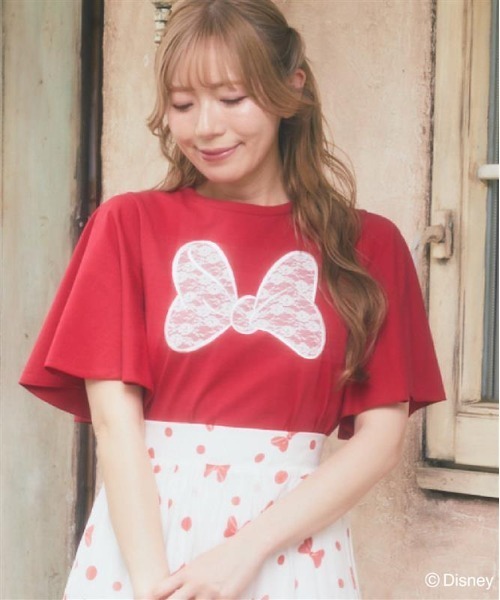 ミニー / フレアスリーブレースリボンTシャツ（Tシャツ