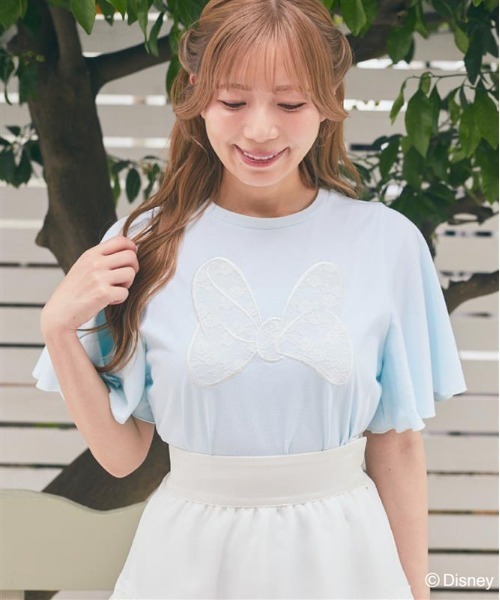 ミニー / フレアスリーブレースリボンTシャツ（Tシャツ