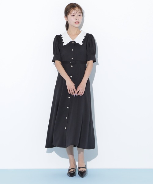 JILL by JILL STUART(ジルバイジルスチュアート)の「◇スカラップカラーワンピース(ワンピース・レディース・ベージュ/ブラック・SMALL/MEDIUM)」の10枚目の写真
