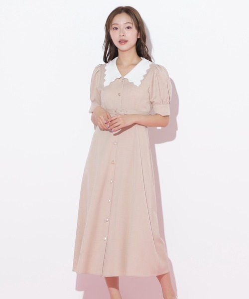 JILL by JILL STUART(ジルバイジルスチュアート)の「◇スカラップカラーワンピース(ワンピース・レディース・ベージュ/ブラック・SMALL/MEDIUM)」の19枚目の写真