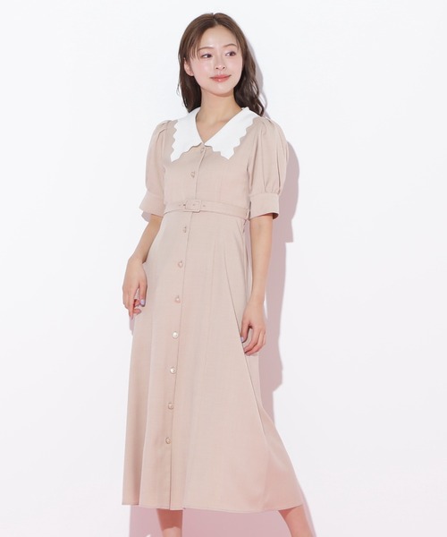 JILL by JILL STUART(ジルバイジルスチュアート)の「◇スカラップカラーワンピース(ワンピース・レディース・ベージュ/ブラック・SMALL/MEDIUM)」の18枚目の写真