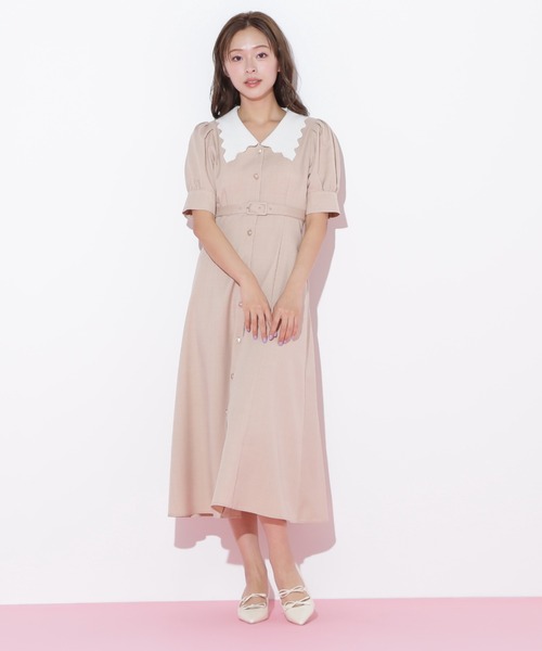 JILL by JILL STUART(ジルバイジルスチュアート)の「◇スカラップカラーワンピース(ワンピース・レディース・ベージュ/ブラック・SMALL/MEDIUM)」の21枚目の写真