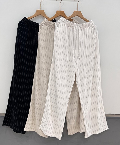 on:nue（オンニュ）の「【on:nue】[着用動画あり！/3色展開] リネンストライプワイドパンツ（その他パンツ・レディース・ブラック/ベージュ/ホワイト・FREE）」の18枚目の写真