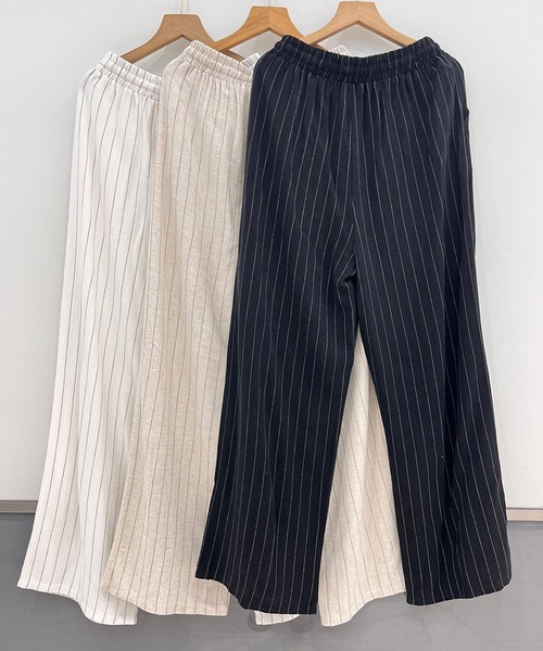 on:nue（オンニュ）の「【on:nue】[着用動画あり！/3色展開] リネンストライプワイドパンツ（その他パンツ・レディース・ブラック/ベージュ/ホワイト・FREE）」の19枚目の写真