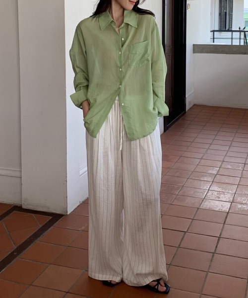 on:nue（オンニュ）の「【on:nue】[着用動画あり！/3色展開] リネンストライプワイドパンツ（その他パンツ・レディース・ブラック/ベージュ/ホワイト・FREE）」の5枚目の写真