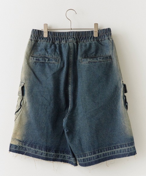 Theater code（シアターコード）の「Faded cut-off half denim/色落ち加工カットオフハーフデニム（デニムパンツ・メンズ・ブルー・L/M）」の2枚目の写真