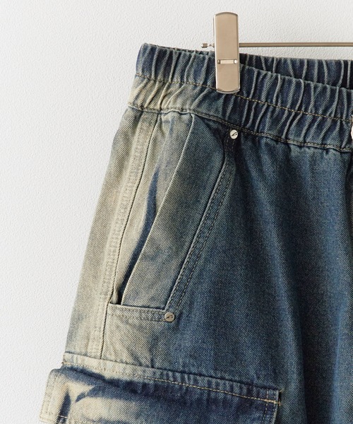 Theater code（シアターコード）の「Faded cut-off half denim/色落ち加工カットオフハーフデニム（デニムパンツ・メンズ・ブルー・L/M）」の5枚目の写真