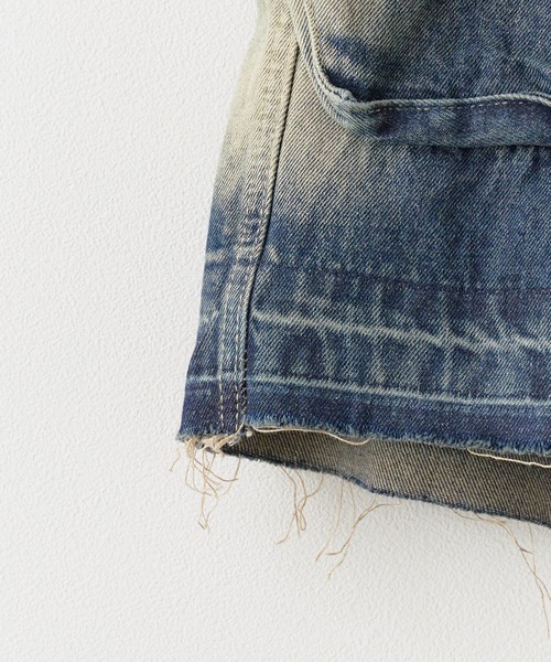 Theater code（シアターコード）の「Faded cut-off half denim/色落ち加工カットオフハーフデニム（デニムパンツ・メンズ・ブルー・L/M）」の8枚目の写真