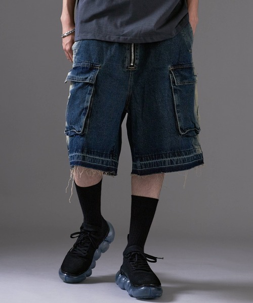 Theater code（シアターコード）の「Faded cut-off half denim/色落ち加工カットオフハーフデニム（デニムパンツ・メンズ・ブルー・L/M）」の17枚目の写真