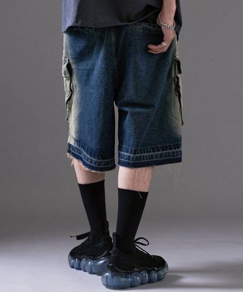 Theater code（シアターコード）の「Faded cut-off half denim/色落ち加工カットオフハーフデニム（デニムパンツ・メンズ・ブルー・L/M）」の15枚目の写真