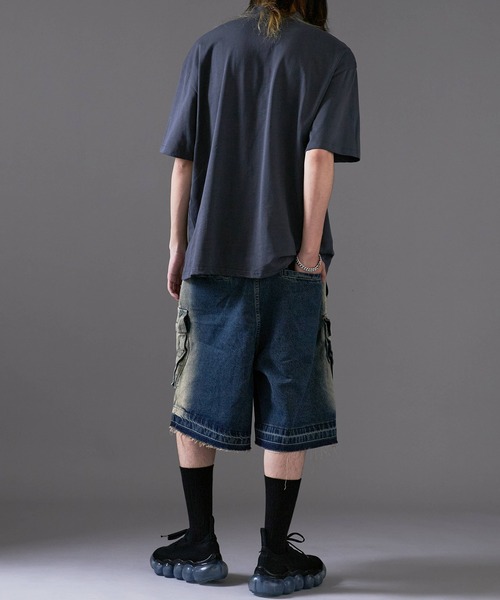Theater code（シアターコード）の「Faded cut-off half denim/色落ち加工カットオフハーフデニム（デニムパンツ・メンズ・ブルー・L/M）」の12枚目の写真