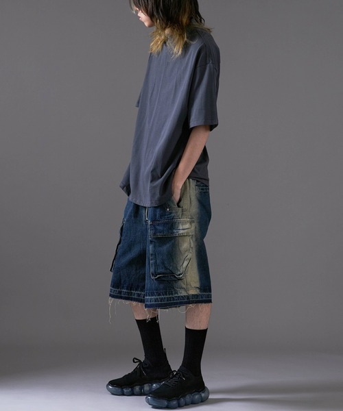 Theater code（シアターコード）の「Faded cut-off half denim/色落ち加工カットオフハーフデニム（デニムパンツ・メンズ・ブルー・L/M）」の13枚目の写真