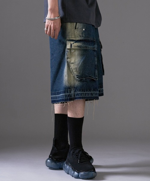 Theater code（シアターコード）の「Faded cut-off half denim/色落ち加工カットオフハーフデニム（デニムパンツ・メンズ・ブルー・L/M）」の16枚目の写真