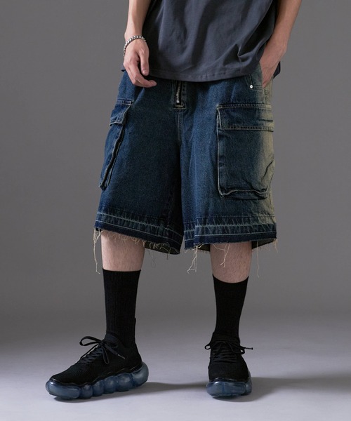 Theater code（シアターコード）の「Faded cut-off half denim/色落ち加工カットオフハーフデニム（デニムパンツ・メンズ・ブルー・L/M）」の18枚目の写真
