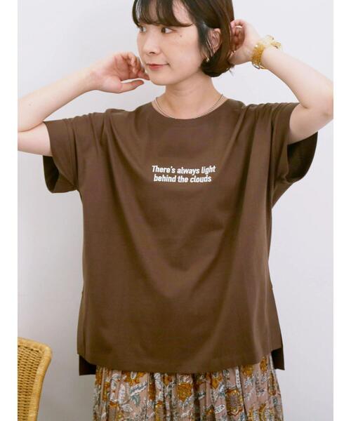 Samansa Mos2 blue(サマンサモスモスブルー)の「ロゴ刺繍フレンチスリーブTシャツ(Tシャツ/カットソー・レディース・ブルー/オフホワイト/ブラウン/オレンジ/ブラック・F)」の4枚目の写真